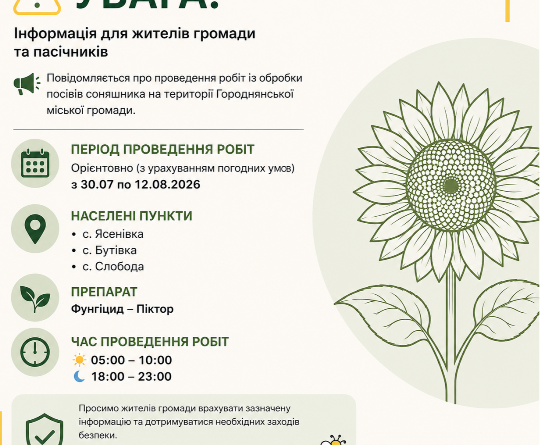 Увага! Інформація для жителів громади та пасічників