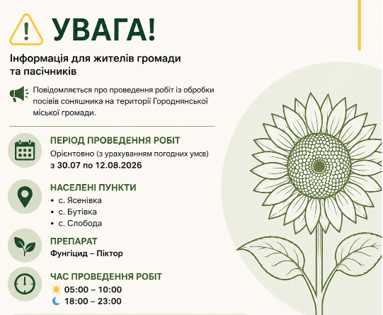 Увага! Інформація для жителів громади та пасічників